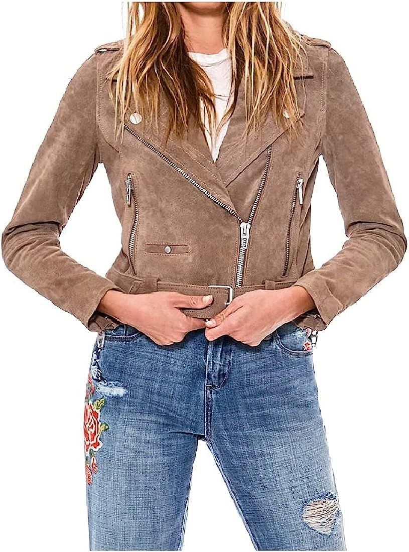 [BLANKNYC] womens Luxury Clothing Cropped Suede Leather Motorcycle Jackets, Comfortable & Stylish... | Amazon (US)