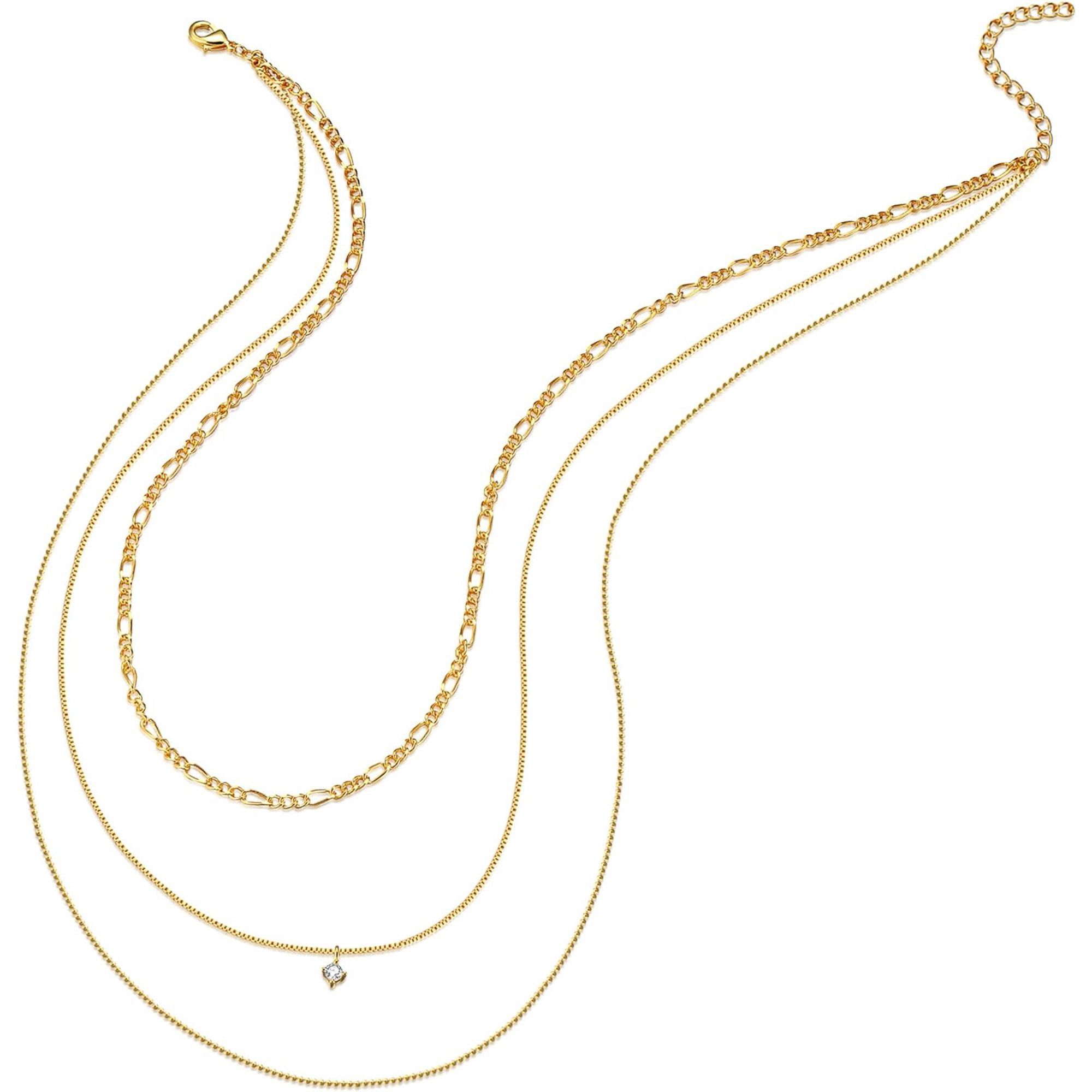 Gold Multi Strand Layering Necklace | Triple Chain Layered Set - 18 | Stylish Jewelry for Women | Walmart (US)
