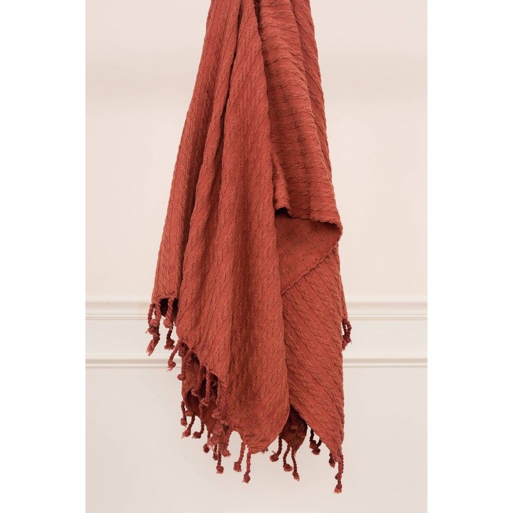 50""x60"" Textured Striped Throw Blanket Rust - Rizzy Home | Target