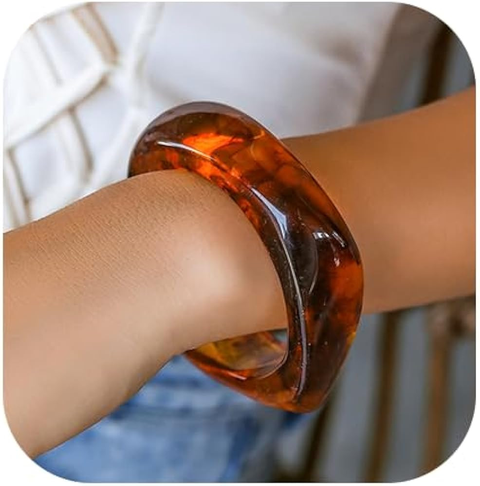 Acrylic Resin Chunky Bangle Bracelets for Women Resin Irregular Bangle Wrap Bracelete Acrylic Ban... | Amazon (US)