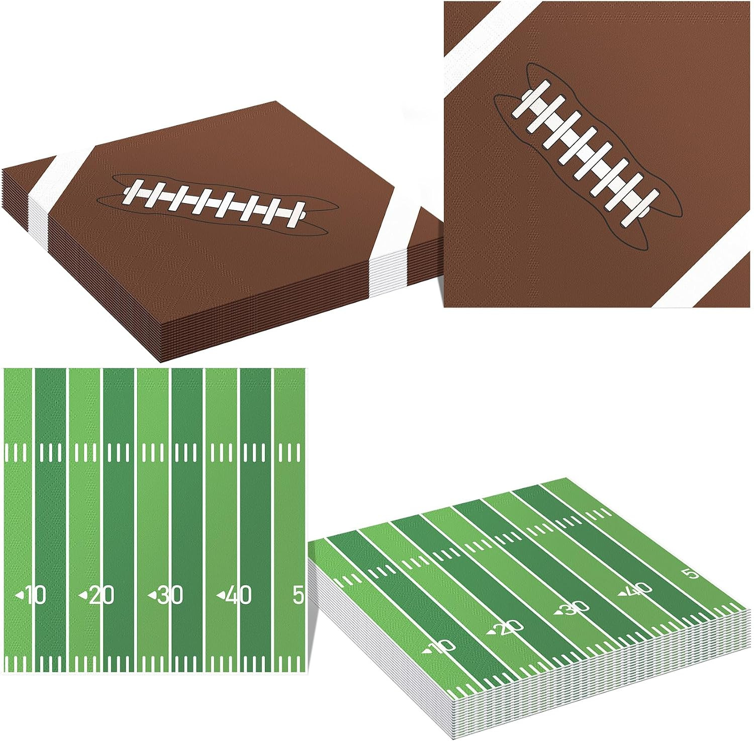 Football Birthday Party Decorations, 50 Pack Disposable Paper Football Napkins, Football Theme Party Favors Supplies Superbowl Decorations Tailgate Table Decor Football Pattern Field Cocktail Napkins | Amazon (US)