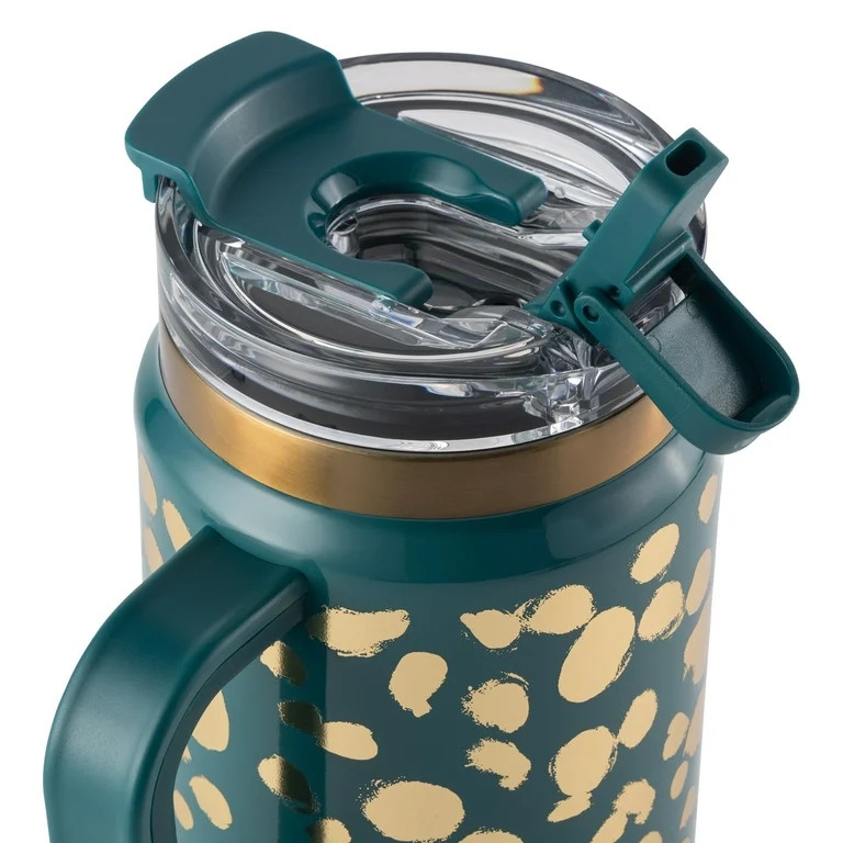 Thyme & Table 32oz Tumbler with Handle, Dual Straw Lid, Stainless Steel Double Wall Insulated, Te... | Walmart (US)