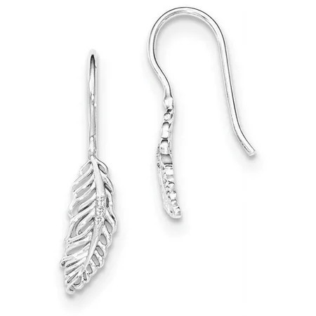 SS Diamond Feather Dangle Earrings | Walmart (US)