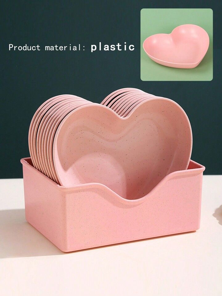 1pc/5pcs Heart-Shaped Plastic Snack Plate,Suitable For Candy, Fruit, Home And Party | SHEIN