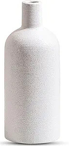 Vintage White Ceramic Vase 7 Inch Farmhouse Small Vase for Home Decor, Living Room, Shelf, Office... | Amazon (US)
