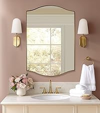 ANDY STAR Gold Bathroom Mirror, 24"x36" Brushed Brass Scalloped Wall Mirror in Stainless Steel Me... | Amazon (US)