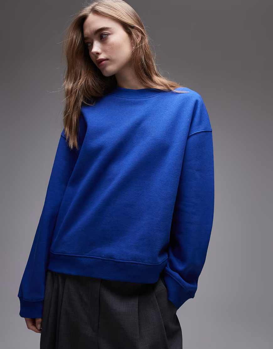 Topshop oversized sweatshirt in bright blue | ASOS (Global)