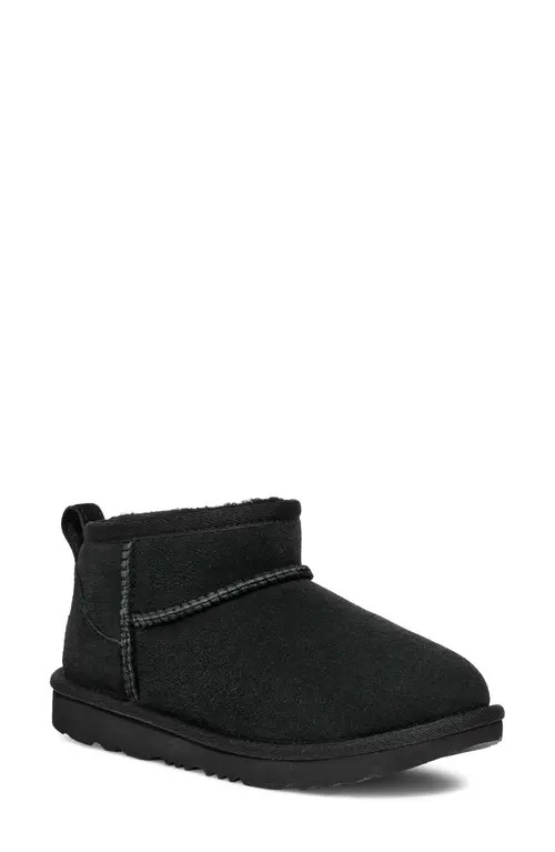 UGG(r) Kids' Classic Ultra Water Resistant Genuine Shearling Mini Boot in Black at Nordstrom, Siz... | Nordstrom