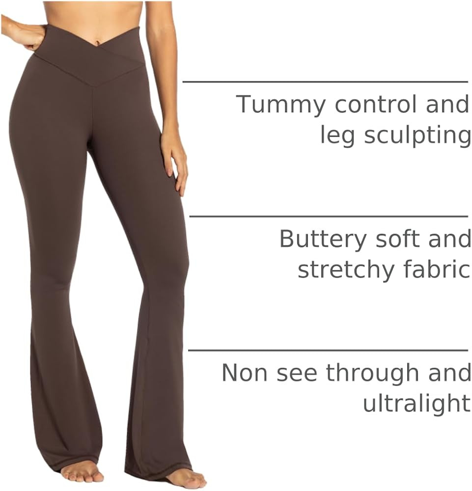 Sunzel Flare Leggings, Crossover Yoga Pants with Tummy Control, High-Waisted and Wide Leg | Amazon (US)