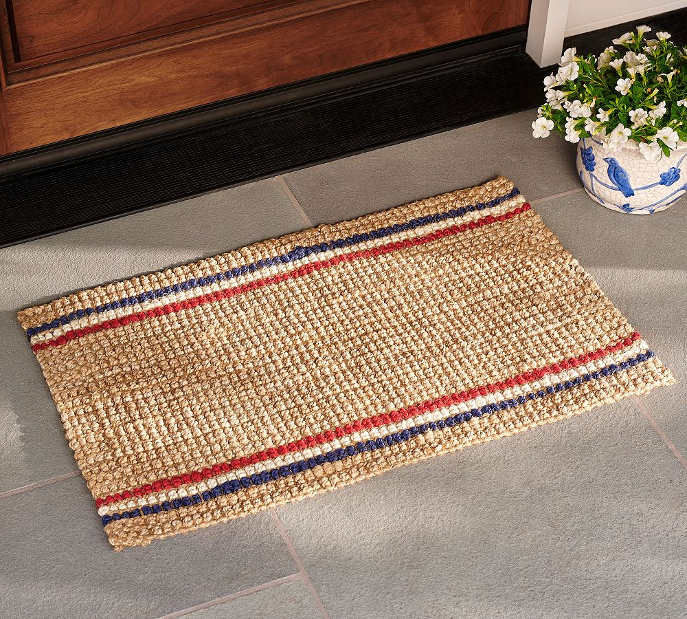 Patriotic Jute Striped Doormat | Pottery Barn (US)