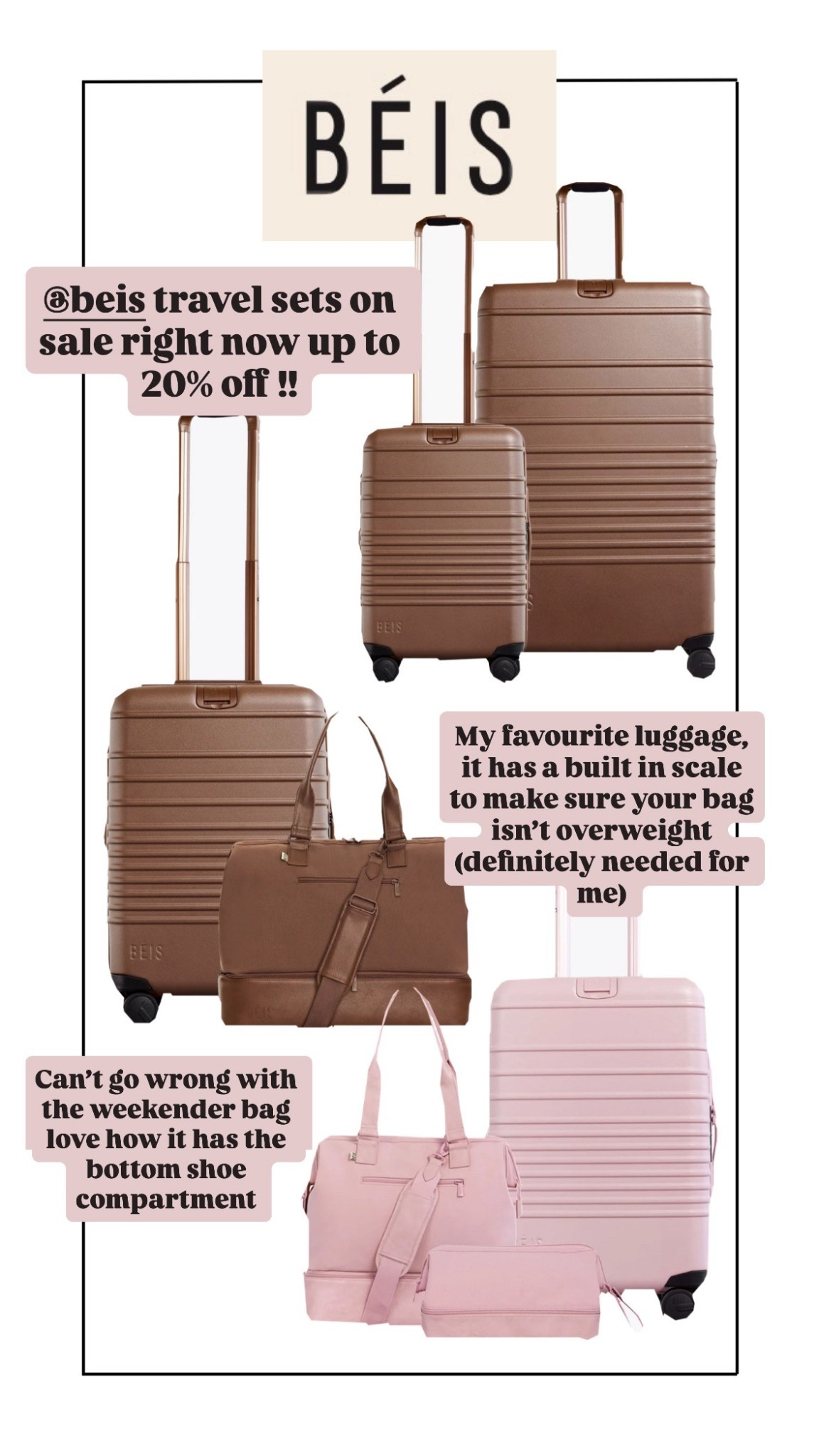 Beis travel sets up to 20% off 

#LTKcanada #LTKsale #LTKtravel