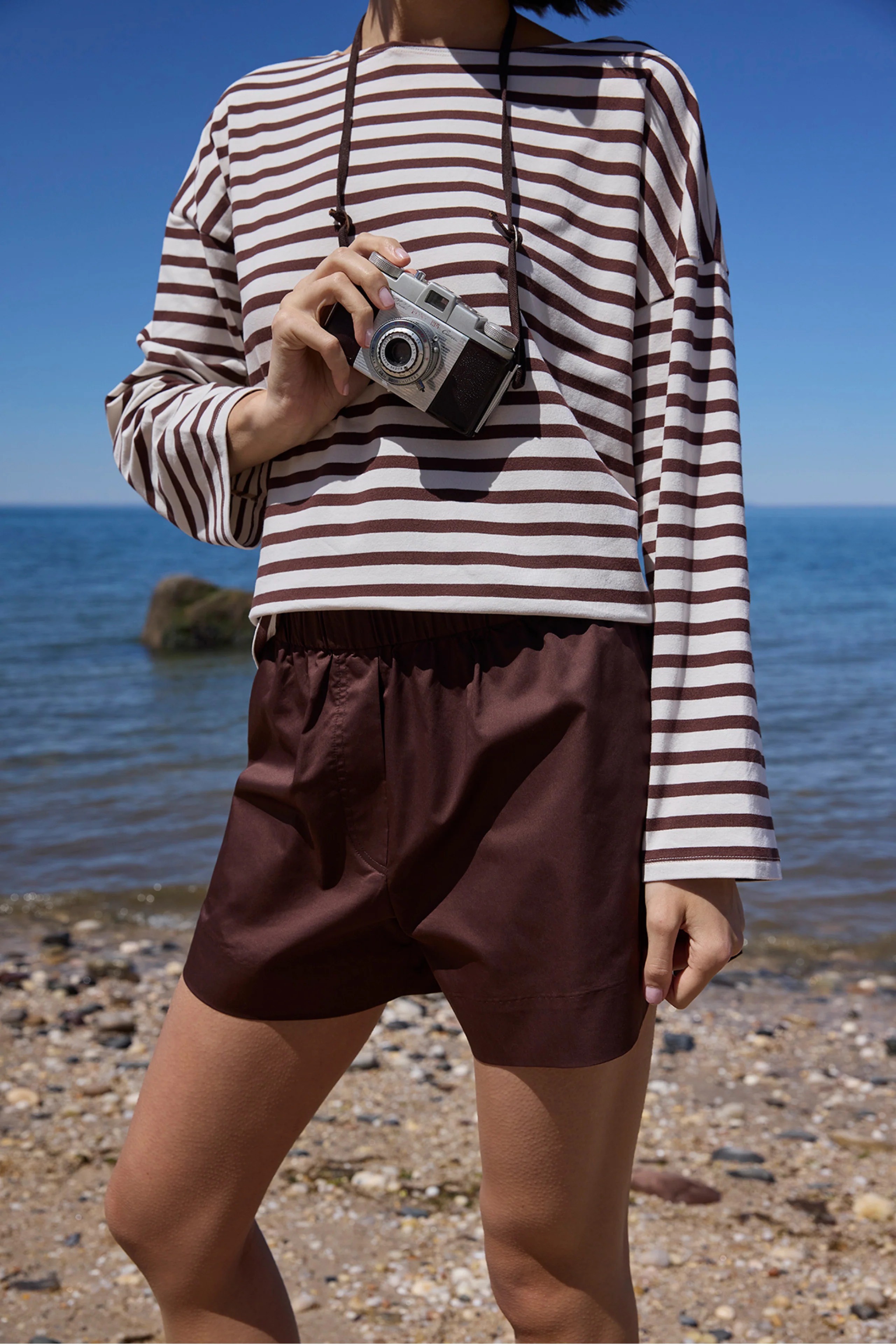 The Breton Tee in Chocolate & Cream Stripe | Sold Out NYC