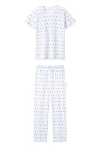 Pima Short-Long Weekend Set in Blue Heart | LAKE Pajamas