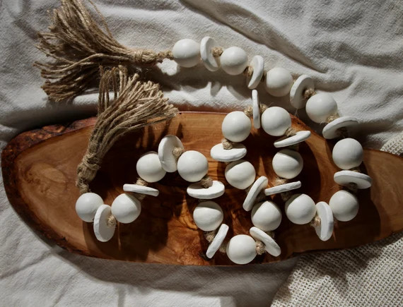 Handmade Clay Bead Garland With Jute Tassels  Boho Minimalist | Etsy | Etsy (US)