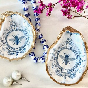 Mini French Bee Oyster Shell Ring Dish for Coastal Decor - Etsy | Etsy (US)