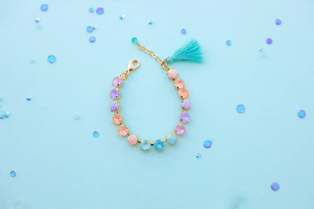 Opal Waves 8mm Crystal Bracelet (optional Tassel)- Choose Setting Color and Length - Etsy Dominic... | Etsy (US)