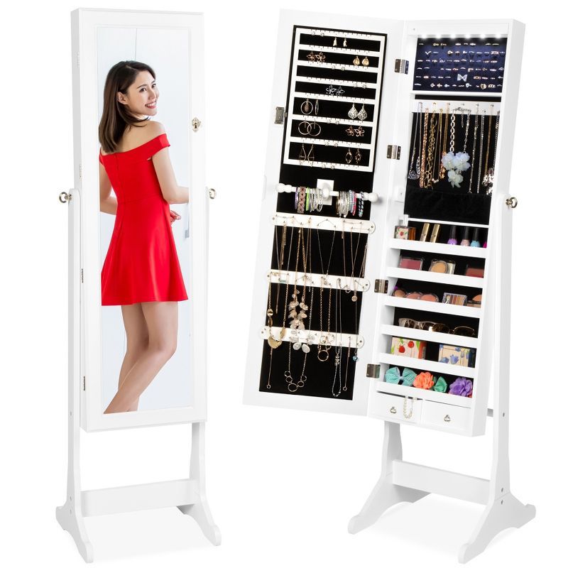 Best Choice Products 6-Tier Standing Mirror Lockable Storage Organizer Cabinet Armoire w/ LED Lig... | Target