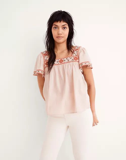 Embroidered Square-Neck Top | Madewell