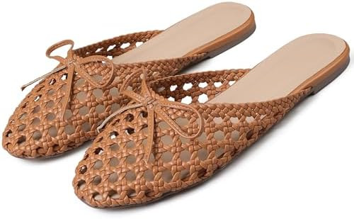 AMINUGAL Womens Woven Ballet Flat Shoes Round Toe Mary Janes Flats Elastic Band Dressy Comfortabl... | Amazon (US)
