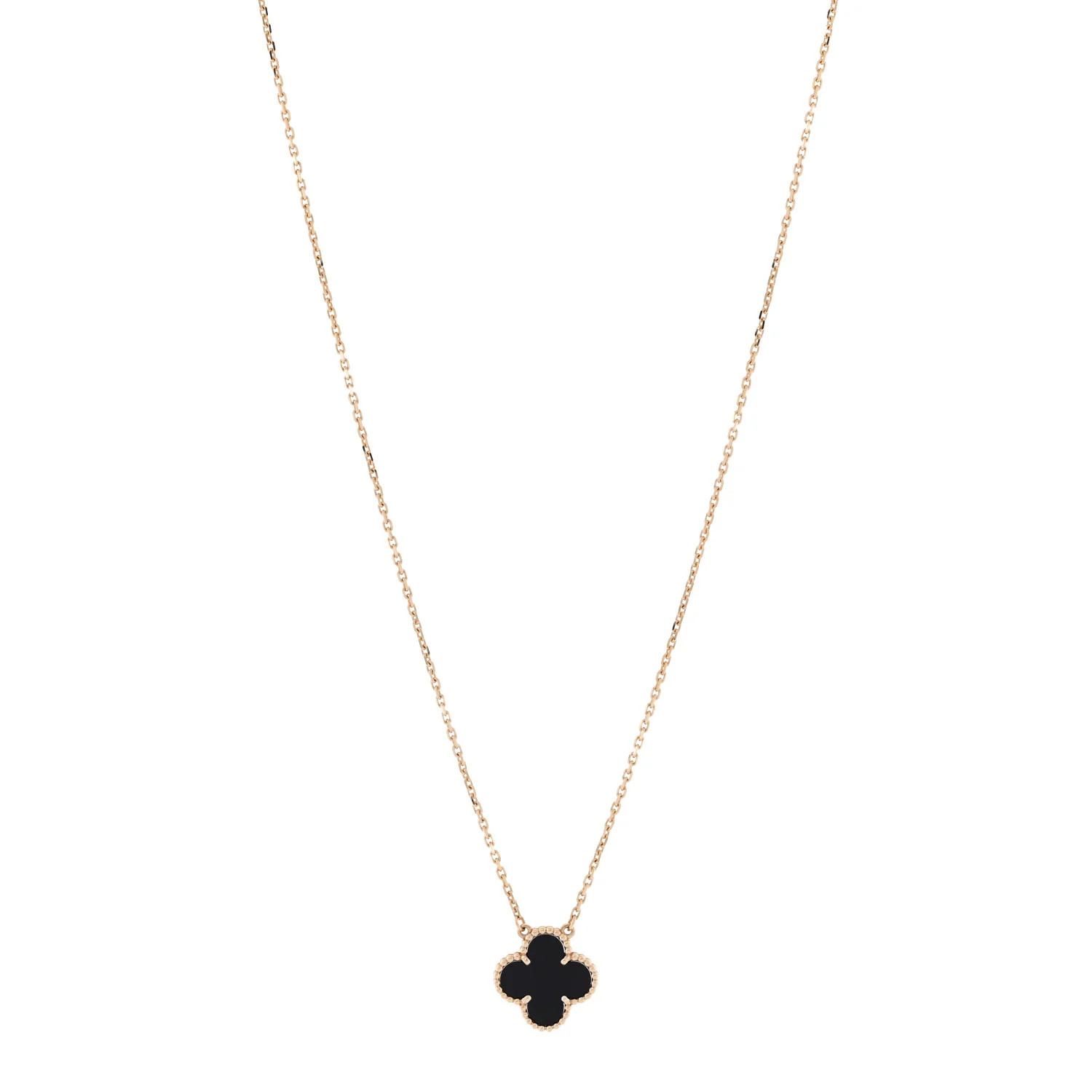 Van Cleef &amp; Arpels 18K Yellow Gold Black Onyx Vintage Alhambra Pendant Necklace 1815013 | FASHIONPHILE (US)