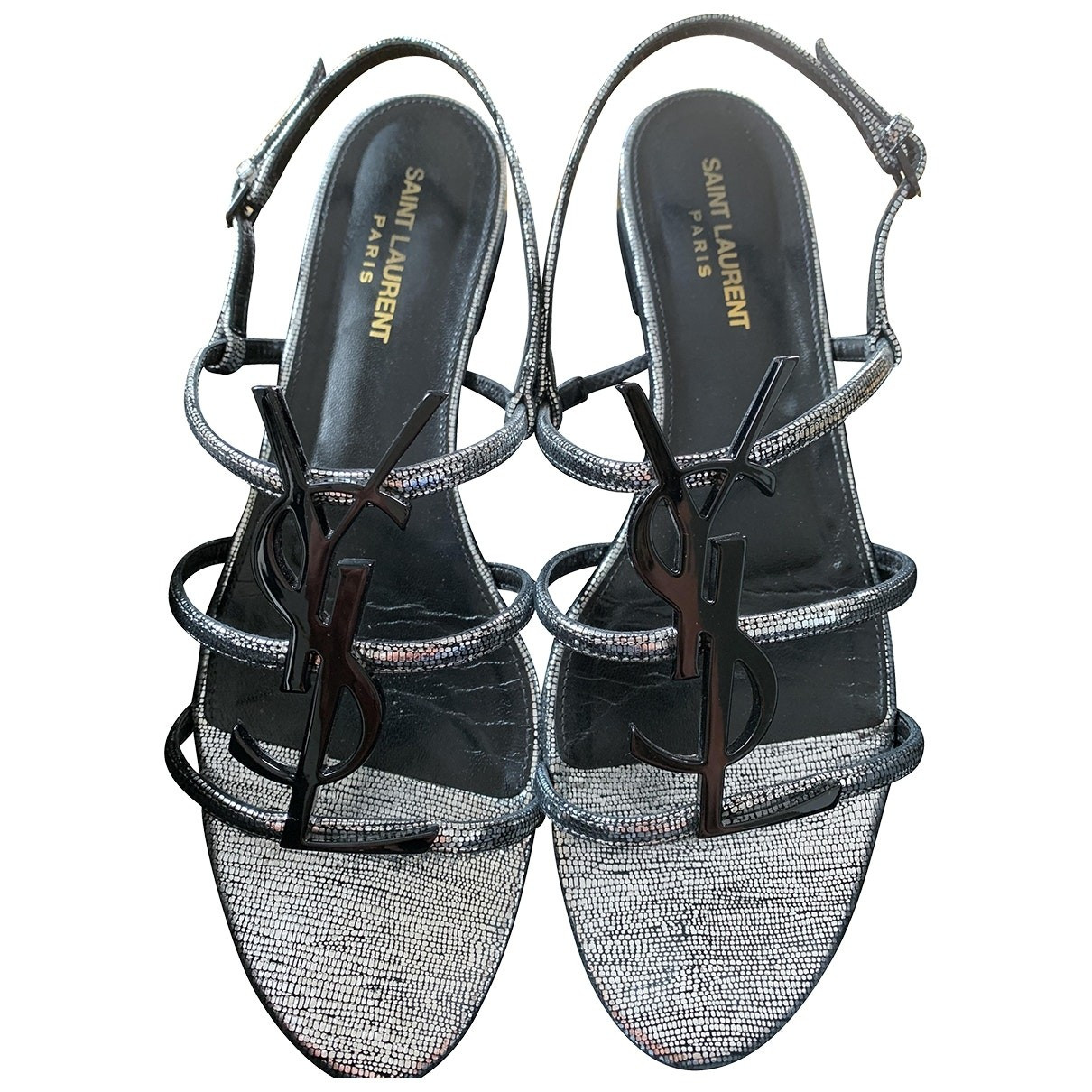 Saint Laurent Cassandra Anthracite Leather Sandals for Women 40 EU | Vestiaire Collective (Global)