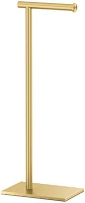 Gatco 1431B Modern Rectangle Base Freestanding Toilet Paper Holder, Brushed Brass | Amazon (US)