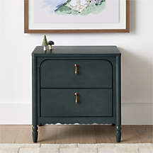 Beatrix Dyed Balsam Green Wood 2-Drawer Kids Nightstand | Crate & Barrel