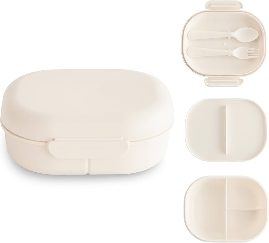 mushie Kids Bento Lunch Box | 3-Compartment & Removable Divider + Fork & Spoon Utensils | Great F... | Amazon (US)
