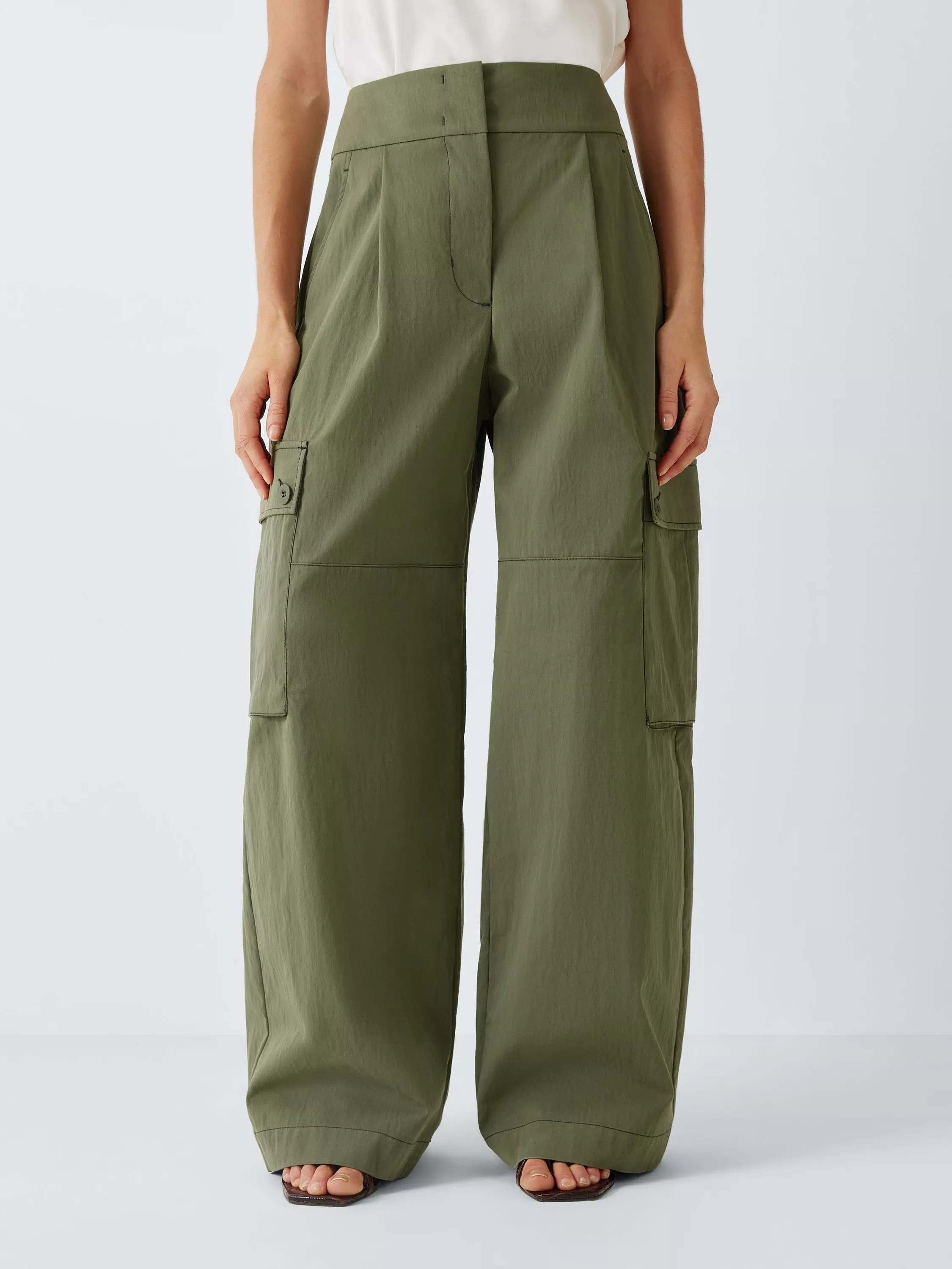 Weekend MaxMara Aquila Cargo Trousers, Dark Green | John Lewis (UK)