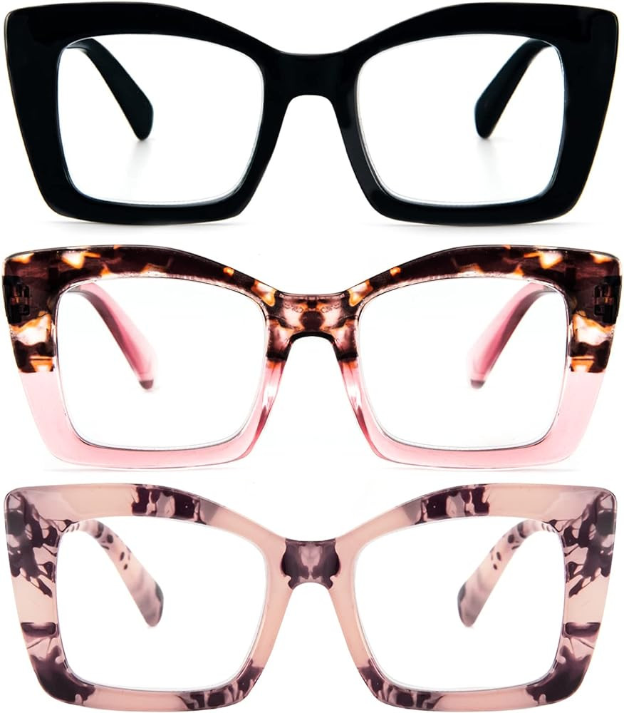REAVEE Oversized Square Reading Glasses Oprah Style for Women, Blue Light Blocking Large Frame Co... | Amazon (US)