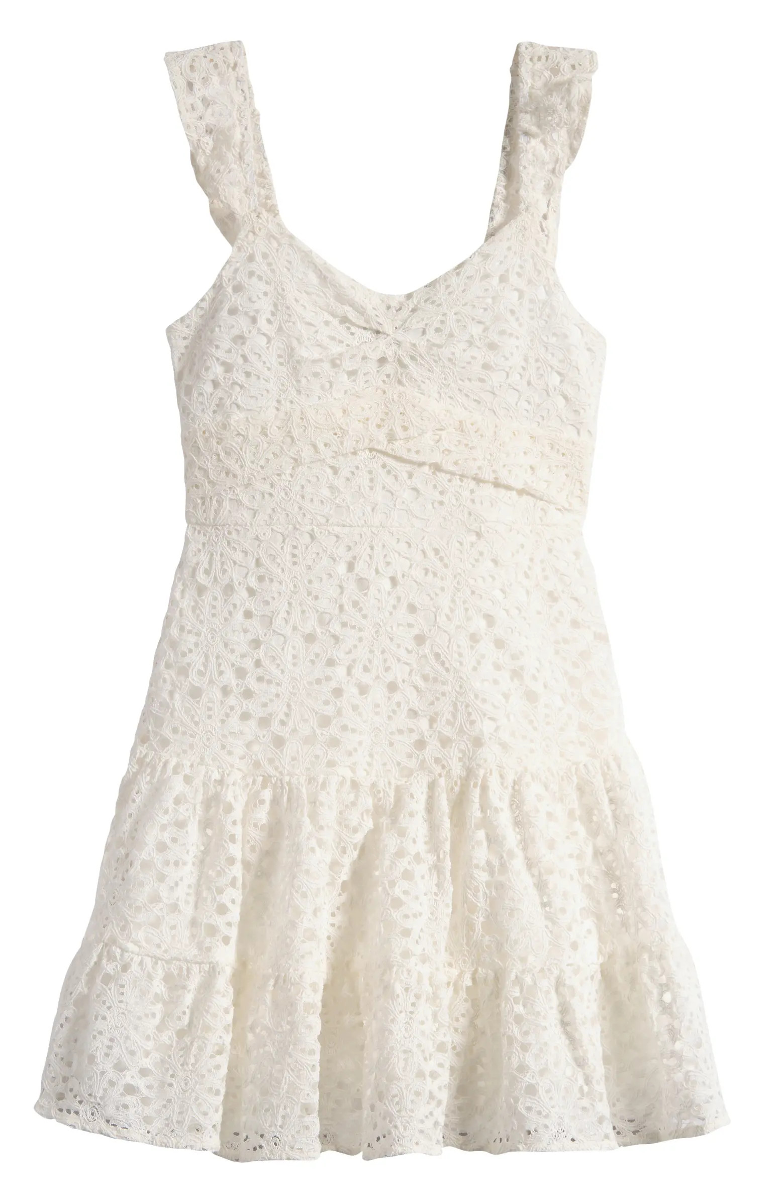 Lace Tiered Ruffle Cotton Blend Dress | Nordstrom
