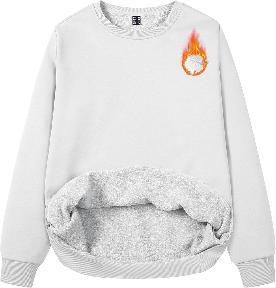 MAGCOMSEN Women's Fleece Lined Sweatshirt Crewneck Cotton Pullover Fall Winter Casual Long Sleeve... | Amazon (US)