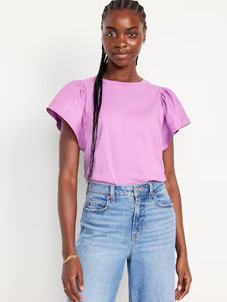 Flutter-Sleeve Combination Top for Women | Old Navy (US)