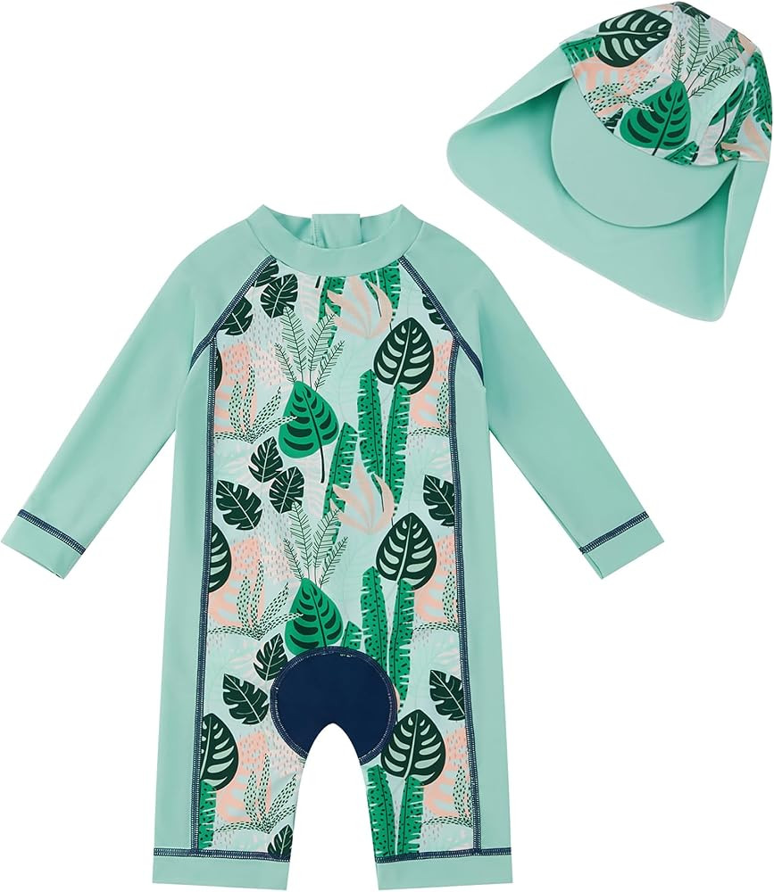 upandfast Baby/Toddler Swimsuit UPF 50+ Sun Protection One Piece Zipper Bathing Suit with Sun Hat... | Amazon (US)