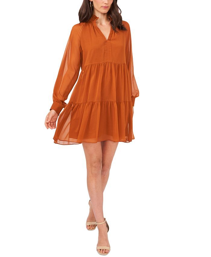 MSK Petite Long Sleeve Babydoll Dress & Reviews - Dresses - Petites - Macy's | Macys (US)