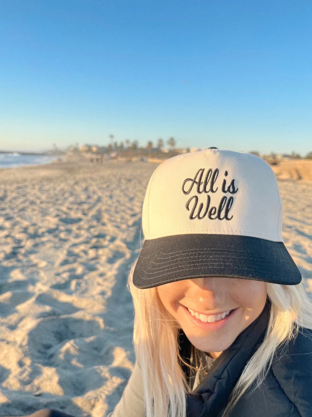 All is Well Blk/ntrl Embroidered Trucker Hat Weekend Hat Fall Trucker Hat Fall Colored Hat Trendy... | Etsy (US)