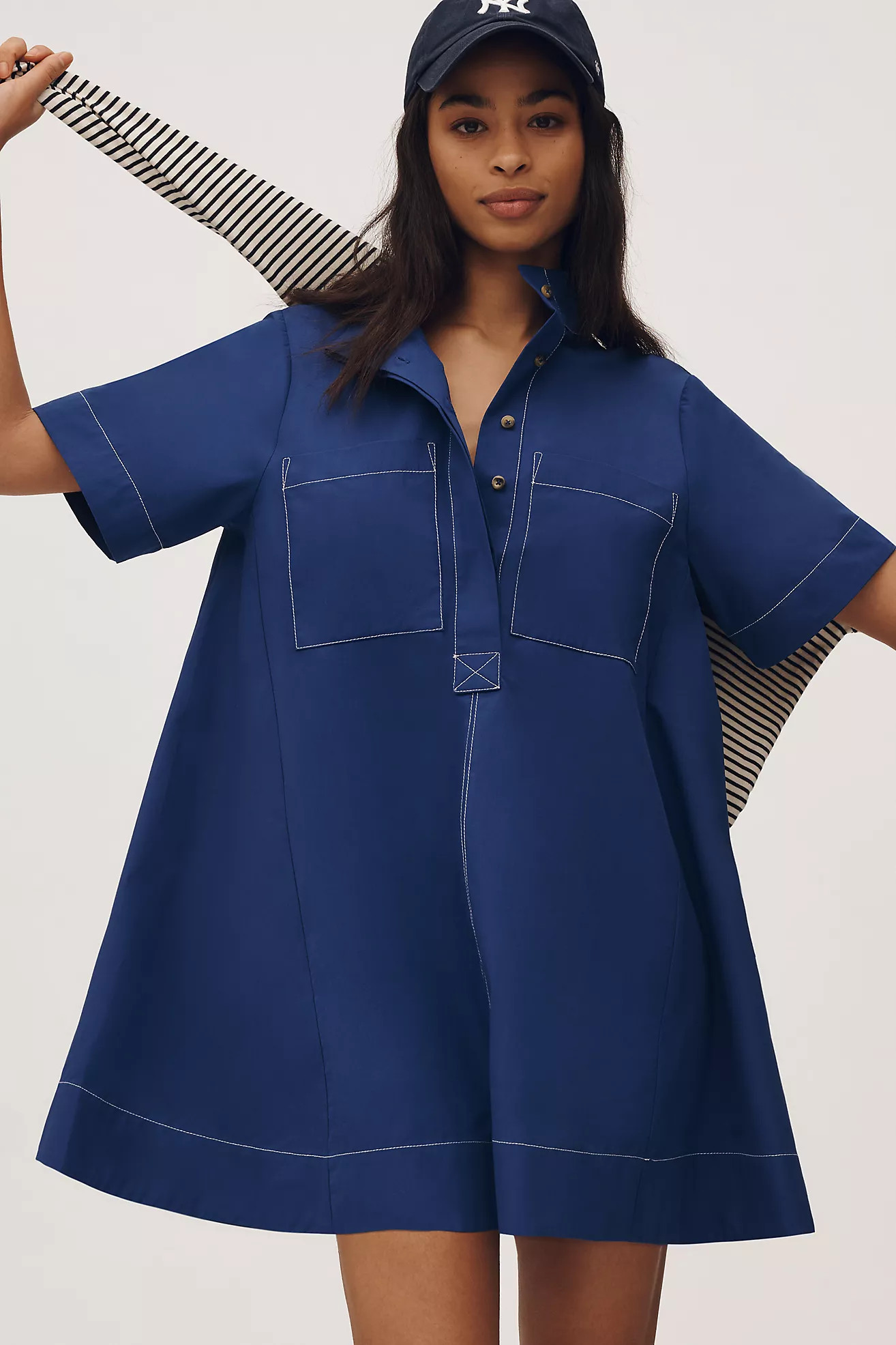 The Jeannie Short-Sleeve A-Line Mini Dress by Maeve | Anthropologie (US)