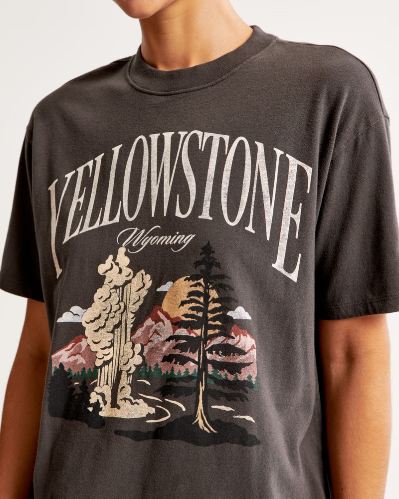 Women's Oversized Boyfriend Yellowstone Graphic Tee | Women's Tops | Abercrombie.com | Abercrombie & Fitch (US)