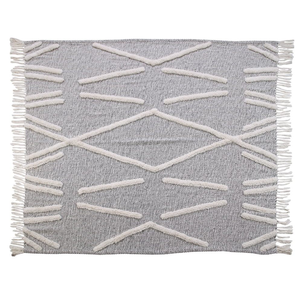 LR Home Geometric Grey / White 50" x 60" Cotton Throw Blankets - Walmart.com | Walmart (US)