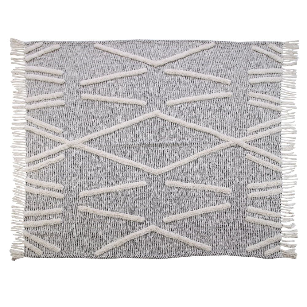 LR Home Geometric Grey / White 50" x 60" Cotton Throw Blankets - Walmart.com | Walmart (US)