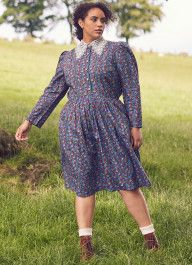 Laura Ashley X Joanie - Nia Daniela Floral Print Lace Collar Button-Down Prairie Dress | Joanie