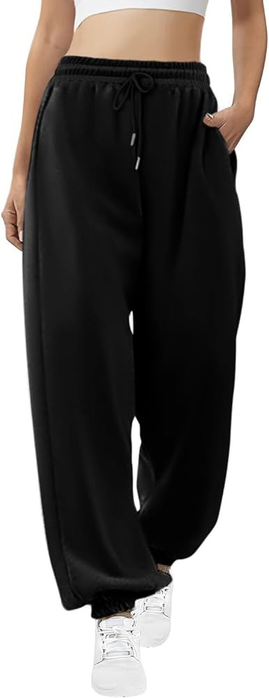 CHICZONE Women Sweatpants Elastic High Waist Drawstring Parachute Pants Casual Baggy Pants with P... | Amazon (CA)