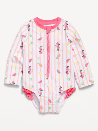 Disney© Minnie Mouse Zip-Front Rashguard One-Piece Swimsuit for Baby | Old Navy (US)