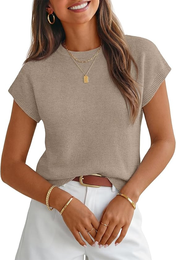 MEROKEETY Women's Spring Short Sleeve Sweater Vest Flower Knit Loose Pullover Tank Tops 2026 Tren... | Amazon (US)