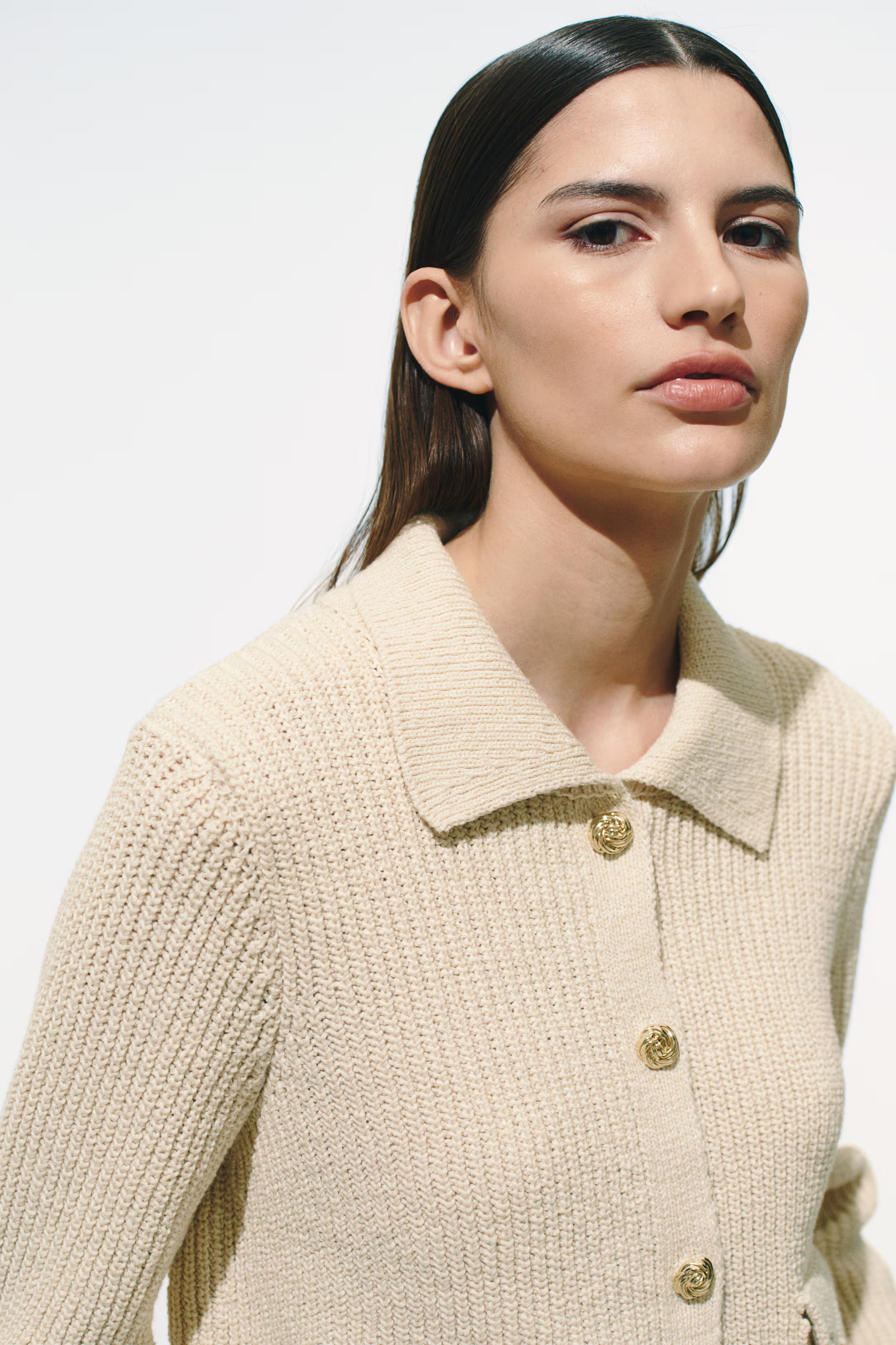 Rib-knit cardigan - Light beige - Ladies | H&M GB | H&M (UK, MY, IN, SG, PH, TW, HK)