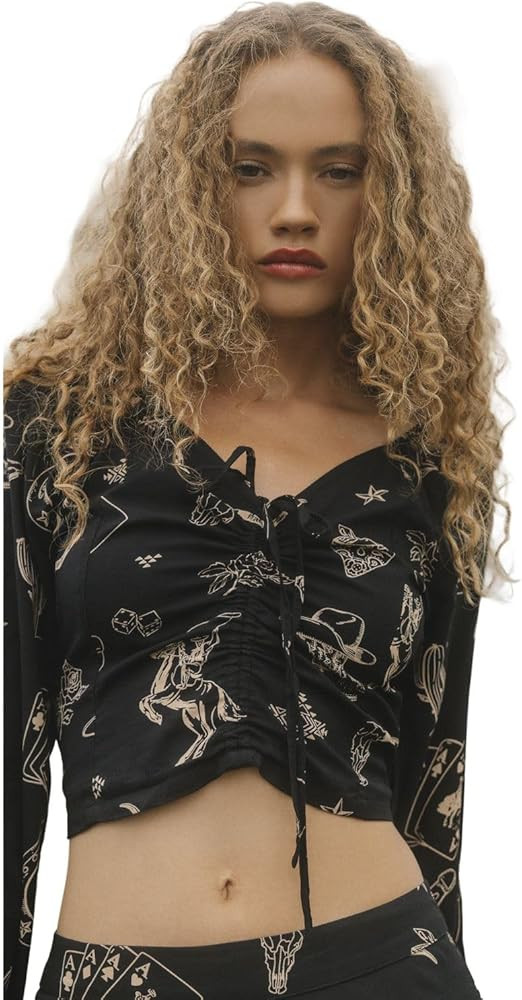 Idyllwind Women's Keystone Conversational Print Long Sleeve Top Black Medium US | Amazon (US)