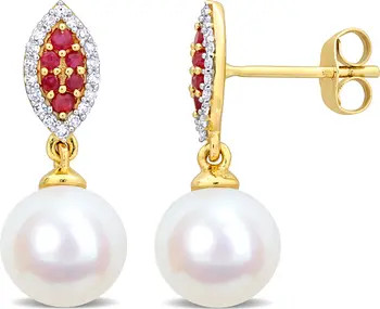 Pearl Gemstone & Diamond Earrings 14k | Nordstrom