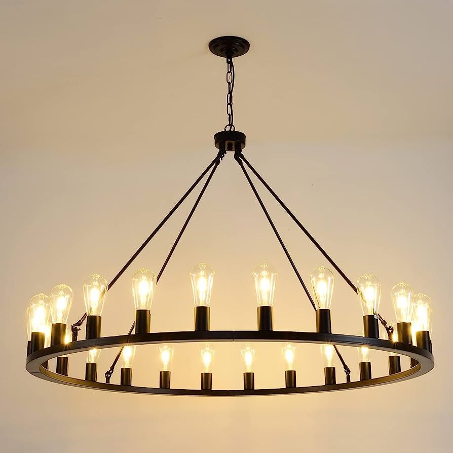 WOGON WEEL Wagon Wheel Chandelier 24-Light Amazon Home Decor Finds Amazon Favorites | Amazon (US)