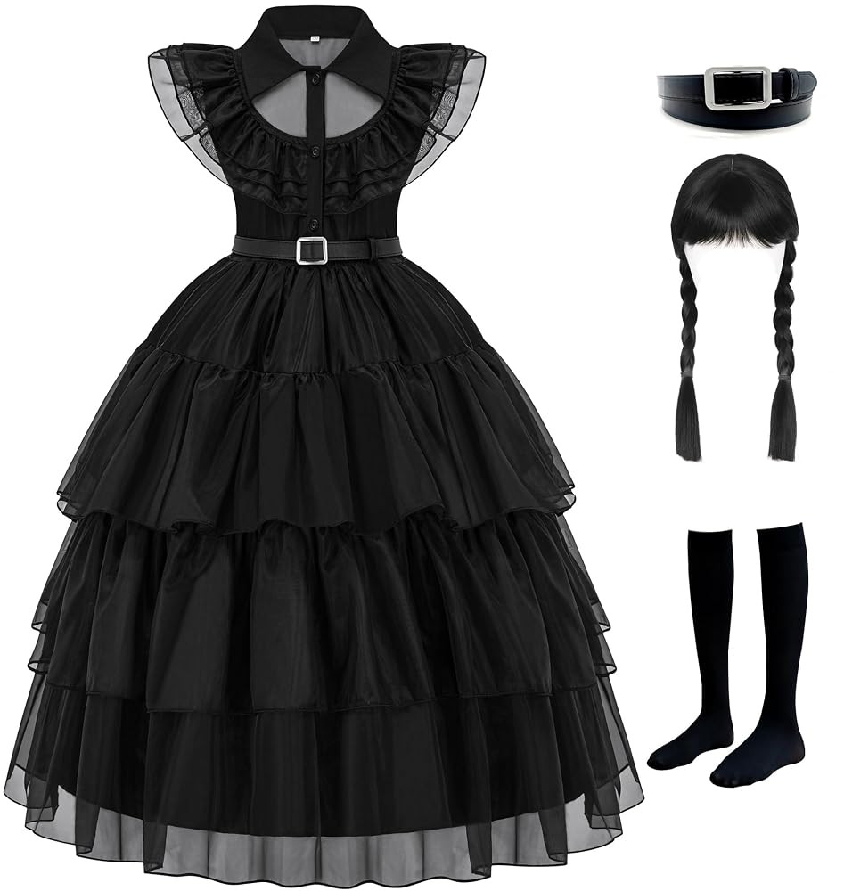 GZ-LAOPAITOU Black Costume for Girls Halloween Cosplay Costume Family Party Dress Up Outfit with ... | Amazon (US)