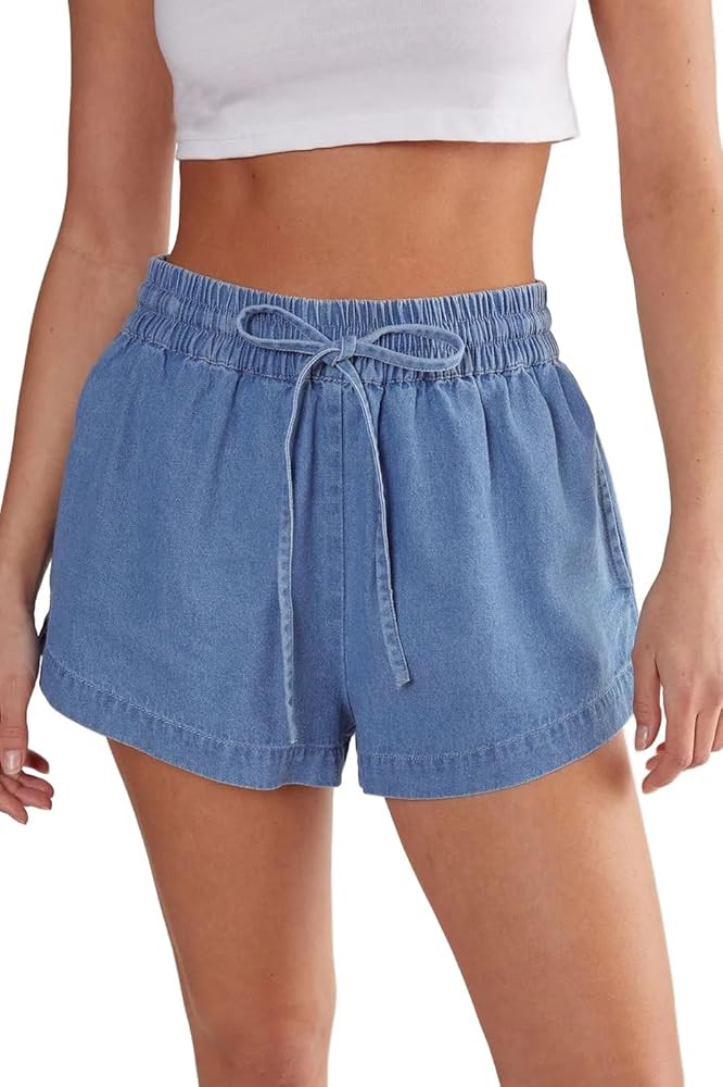 Nasty Gal Women's Chambray Pull on Short | Amazon (US)